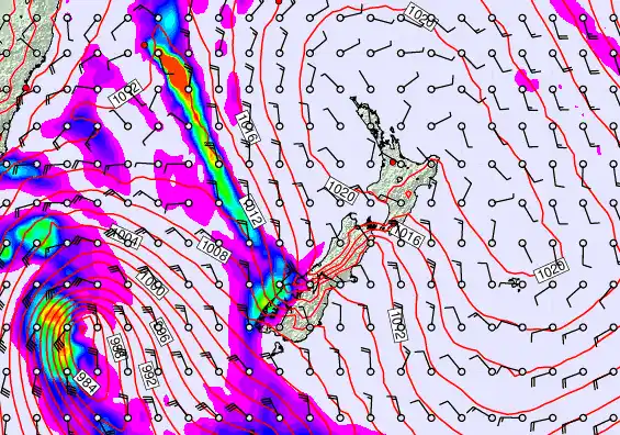 New Zealand forecast chart for Saturday, May 23rd, 2026 at 12:00 AM