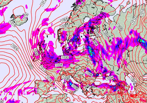 Europe forecast chart for Wednesday, May 13th, 2026 at 12:00 PM