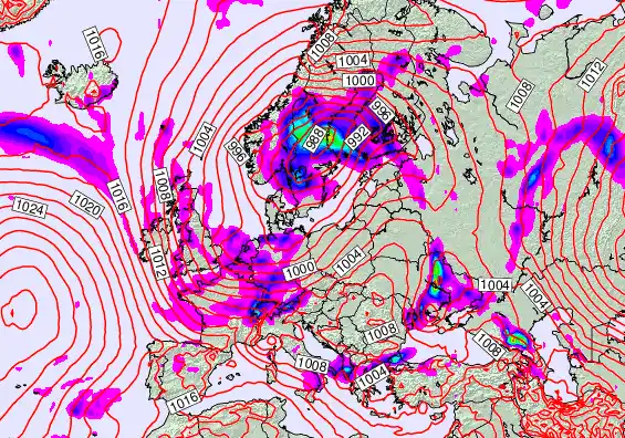Europe forecast chart for Thursday, May 14th, 2026 at 12:00 AM