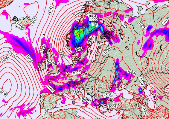 Europe forecast chart for Thursday, May 14th, 2026 at 6:00 AM