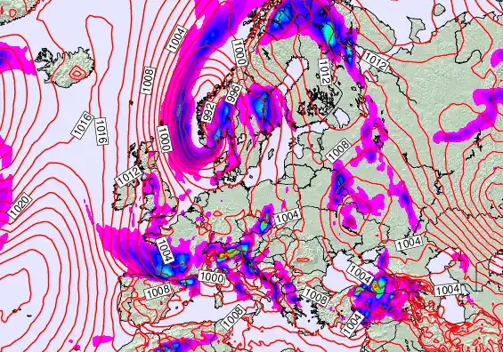 Europe forecast chart for Friday, May 15th, 2026 at 12:00 AM