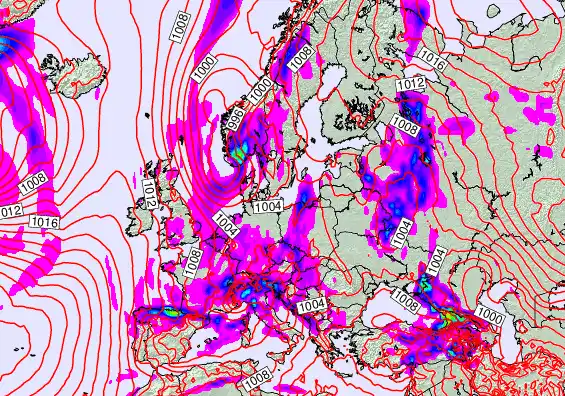 Europe forecast chart for Friday, May 15th, 2026 at 12:00 PM