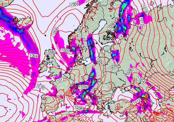 Europe forecast chart for Saturday, May 16th, 2026 at 6:00 AM