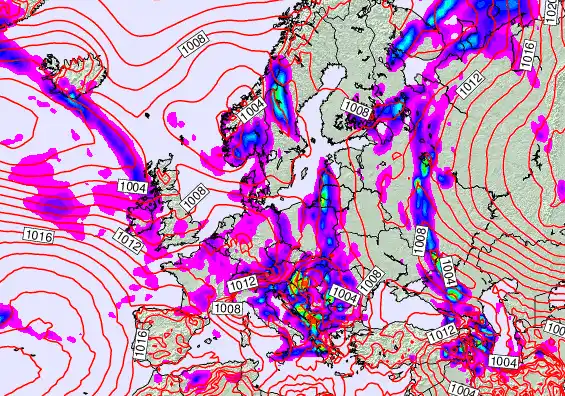 Europe forecast chart for Saturday, May 16th, 2026 at 6:00 PM