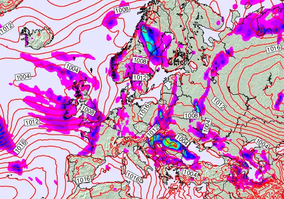 Europe forecast chart for Sunday, May 17th, 2026 at 12:00 PM