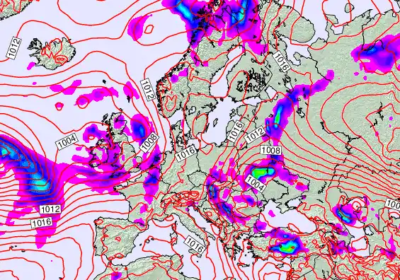 Europe forecast chart for Monday, May 18th, 2026 at 12:00 AM