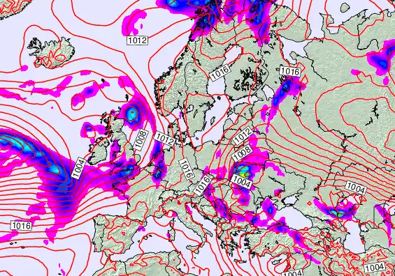 Europe forecast chart for Monday, May 18th, 2026 at 6:00 AM