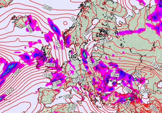 Europe forecast chart for Tuesday, May 19th, 2026 at 12:00 PM
