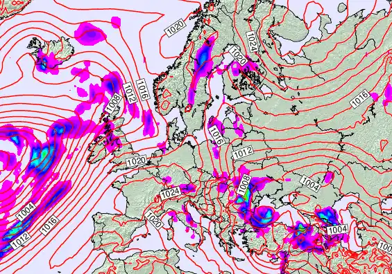 Europe forecast chart for Wednesday, May 20th, 2026 at 6:00 AM