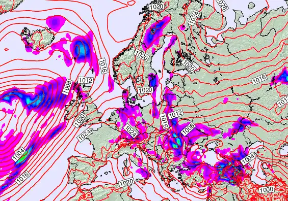 Europe forecast chart for Wednesday, May 20th, 2026 at 12:00 PM