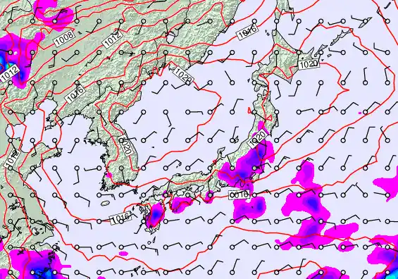 Japan forecast chart for Thursday, May 14th, 2026 at 12:00 PM