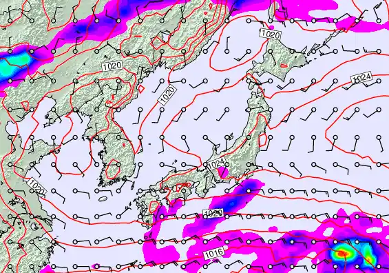 Japan forecast chart for Friday, May 15th, 2026 at 6:00 PM