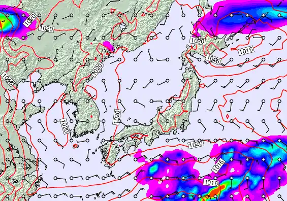 Japan forecast chart for Saturday, May 16th, 2026 at 12:00 PM