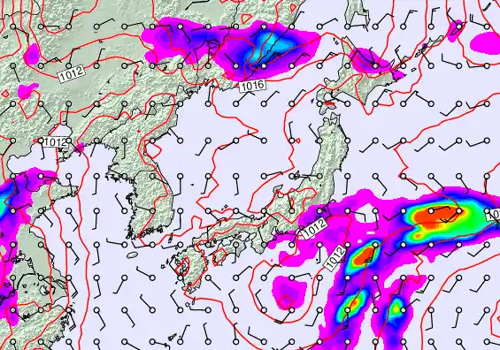 Japan forecast chart for Monday, May 18th, 2026 at 12:00 PM