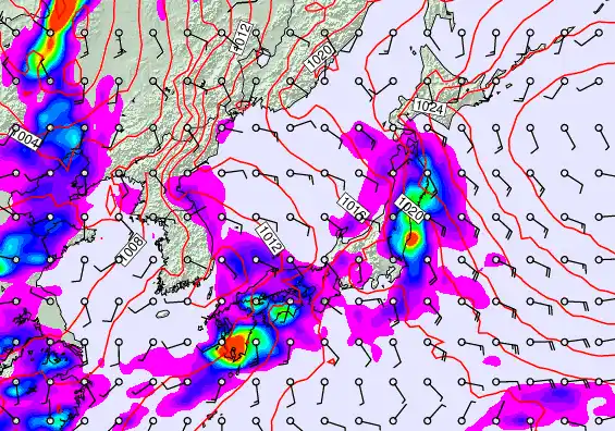 Japan forecast chart for Thursday, May 21st, 2026 at 12:00 PM