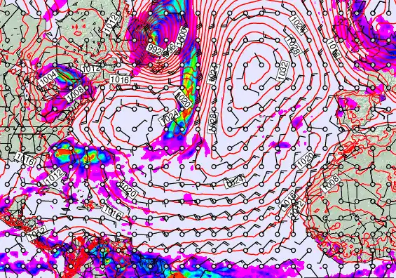 North Atlantic forecast chart for Wednesday, May 13th, 2026 at 6:00 PM