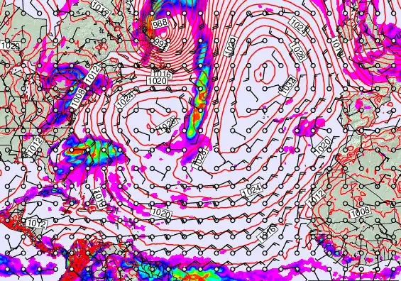 North Atlantic forecast chart for Thursday, May 14th, 2026 at 12:00 AM
