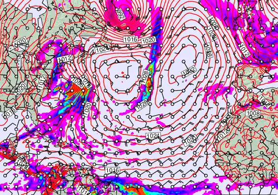 North Atlantic forecast chart for Thursday, May 14th, 2026 at 12:00 PM