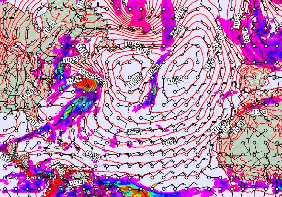North Atlantic forecast chart for Thursday, May 14th, 2026 at 6:00 PM