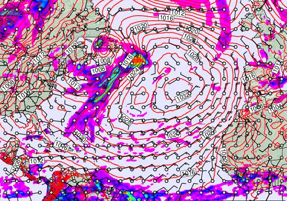 North Atlantic forecast chart for Saturday, May 16th, 2026 at 12:00 AM