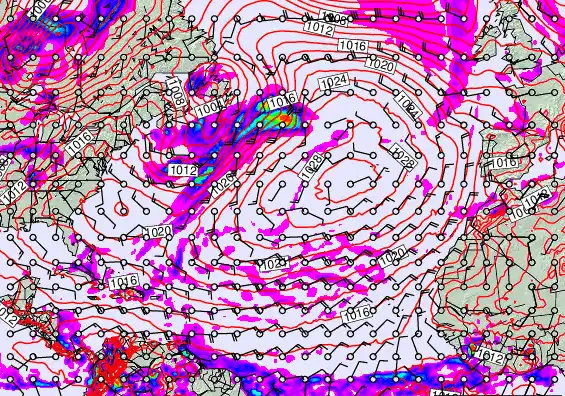 North Atlantic forecast chart for Saturday, May 16th, 2026 at 6:00 AM