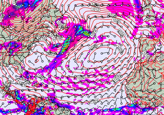 North Atlantic forecast chart for Saturday, May 16th, 2026 at 12:00 PM