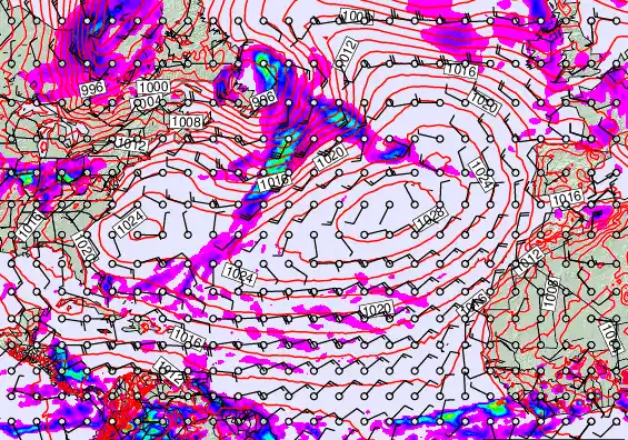 North Atlantic forecast chart for Saturday, May 16th, 2026 at 6:00 PM