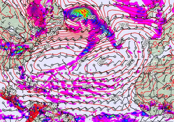 North Atlantic forecast chart for Sunday, May 17th, 2026 at 6:00 AM