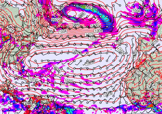 North Atlantic forecast chart for Sunday, May 17th, 2026 at 6:00 PM