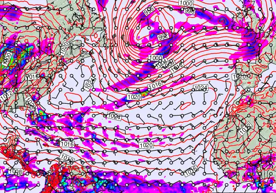 North Atlantic forecast chart for Tuesday, May 19th, 2026 at 12:00 AM