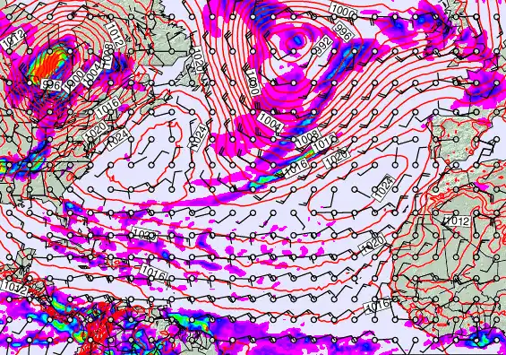 North Atlantic forecast chart for Tuesday, May 19th, 2026 at 12:00 PM