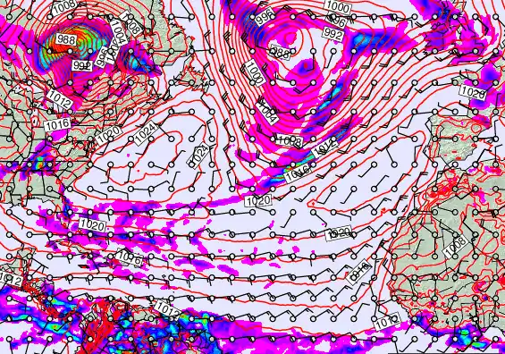North Atlantic forecast chart for Tuesday, May 19th, 2026 at 6:00 PM