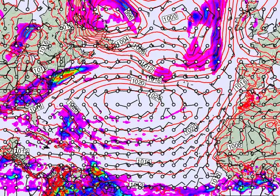 North Atlantic forecast chart for Thursday, May 21st, 2026 at 6:00 PM