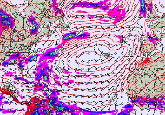 North Atlantic forecast chart for Saturday, May 23rd, 2026 at 12:00 AM