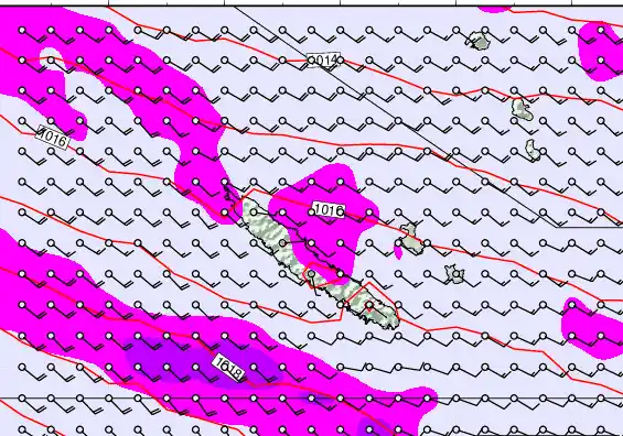 New Caledonia forecast chart for Wednesday, May 13th, 2026 at 12:00 PM
