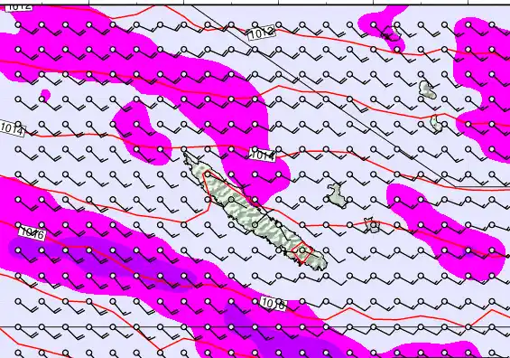 New Caledonia forecast chart for Wednesday, May 13th, 2026 at 6:00 PM