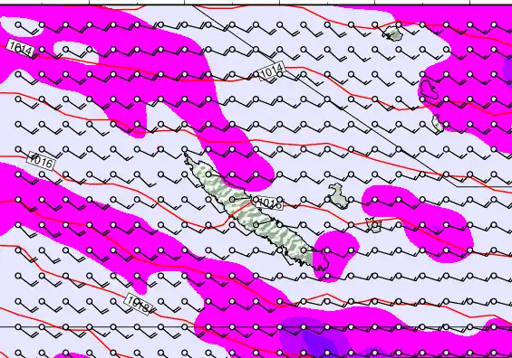 New Caledonia forecast chart for Thursday, May 14th, 2026 at 12:00 AM