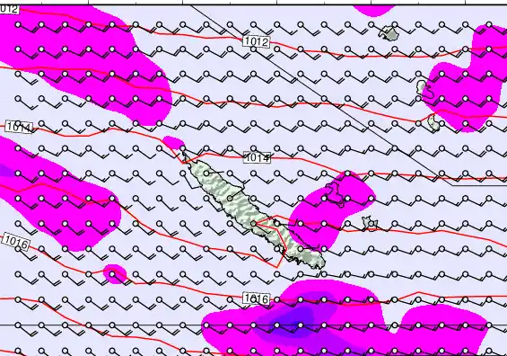 New Caledonia forecast chart for Thursday, May 14th, 2026 at 6:00 AM