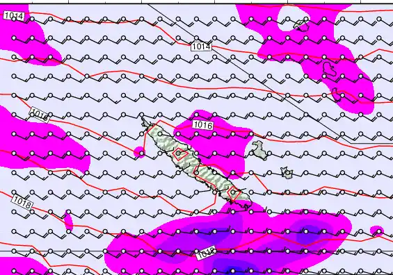 New Caledonia forecast chart for Thursday, May 14th, 2026 at 12:00 PM