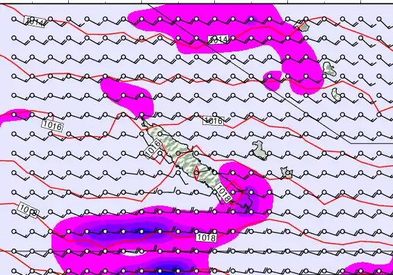 New Caledonia forecast chart for Friday, May 15th, 2026 at 12:00 AM