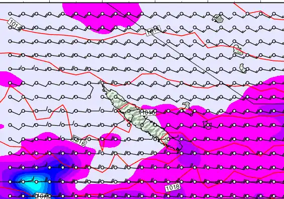 New Caledonia forecast chart for Friday, May 15th, 2026 at 12:00 PM
