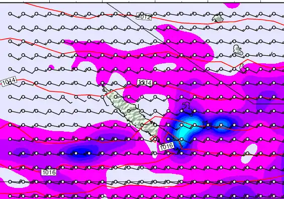 New Caledonia forecast chart for Sunday, May 17th, 2026 at 12:00 AM
