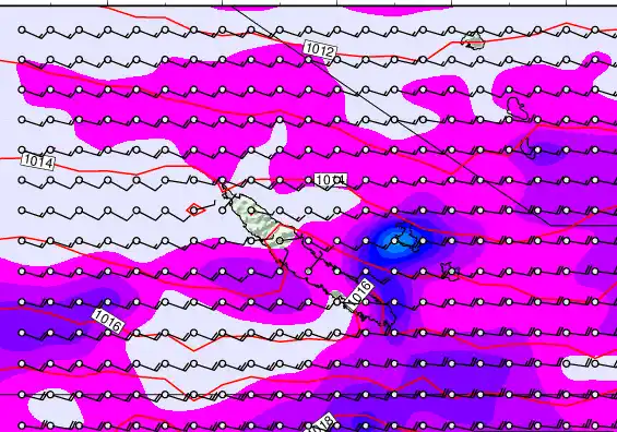 New Caledonia forecast chart for Sunday, May 17th, 2026 at 12:00 PM