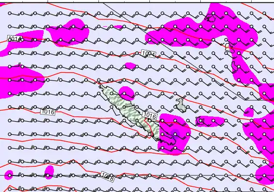 New Caledonia forecast chart for Tuesday, May 19th, 2026 at 12:00 AM