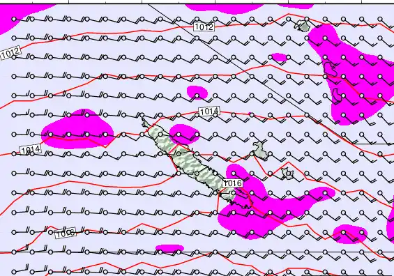 New Caledonia forecast chart for Tuesday, May 19th, 2026 at 6:00 PM
