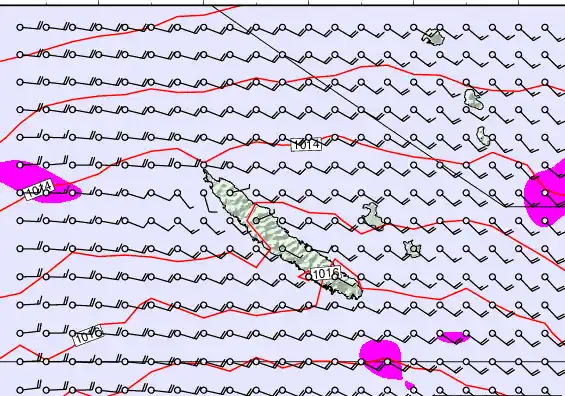 New Caledonia forecast chart for Wednesday, May 20th, 2026 at 6:00 AM
