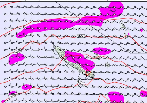 New Caledonia forecast chart for Thursday, May 21st, 2026 at 12:00 AM