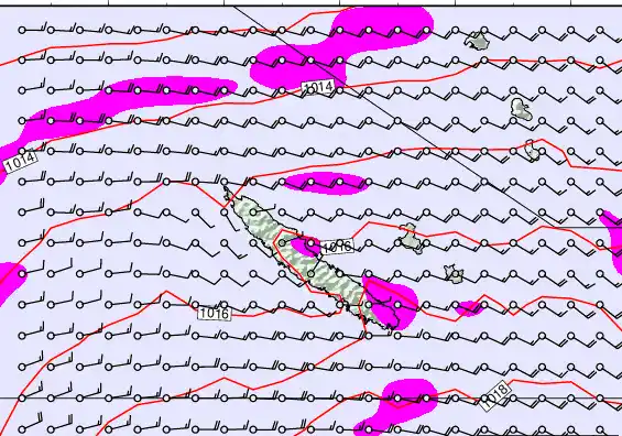 New Caledonia forecast chart for Thursday, May 21st, 2026 at 6:00 AM