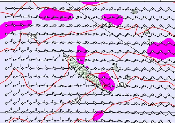 New Caledonia forecast chart for Thursday, May 21st, 2026 at 12:00 PM