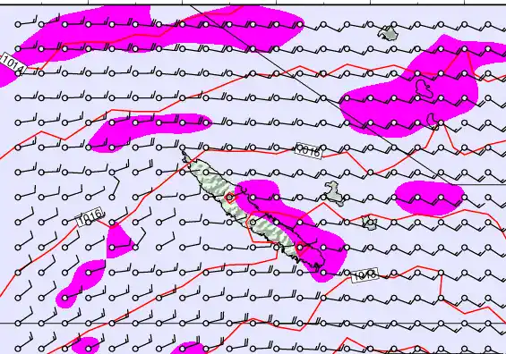 New Caledonia forecast chart for Thursday, May 21st, 2026 at 6:00 PM